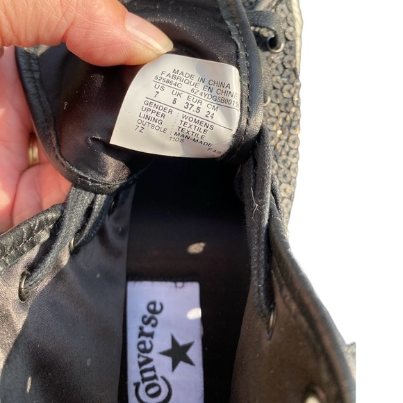 CONVERSE | Black High-Top Sneakers | Black Sequence | EUC | Rare Find - Picture 6 of 7